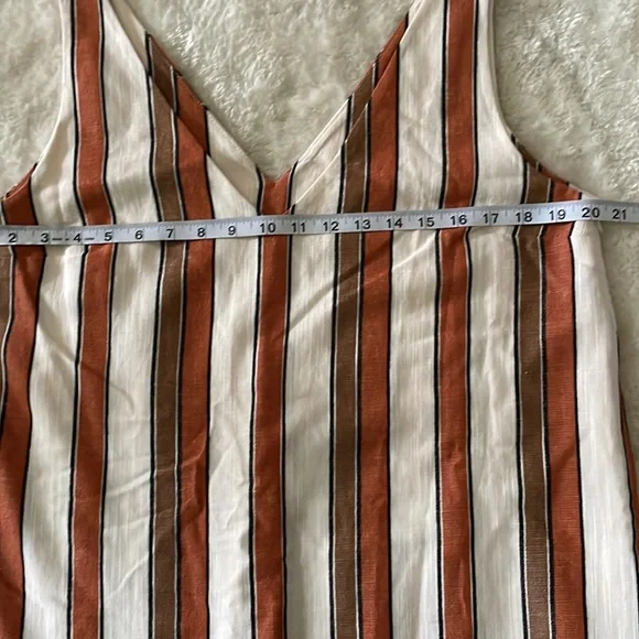 Sezane Pauline Striped Mini Dress in White, Brown, and Tan - Picture 5 of 9